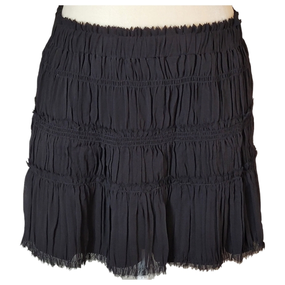 Theory Briona Georgette Silk Skirt Black Tiered Pleated Chiffon Mini Skirt Small - Picture 4 of 14